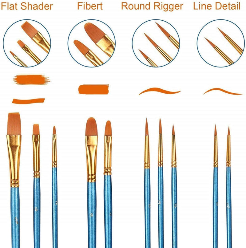Acrylic Paint Brush Set, (20 Packs /200 pcs) Nylon Hair Brushes for Oil and Watercolor, Perfect Suit of Art Painting, Best Gift for Painting Enthusiasts. 200