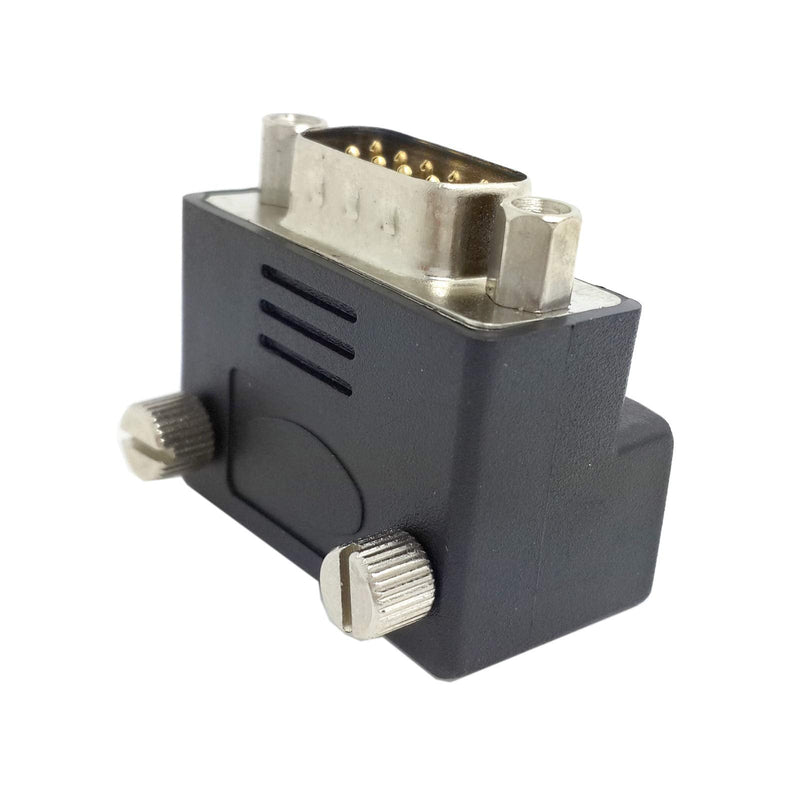 CY D-Sub RS232 9Pin Male Down Angled 90 Degree to Female Extension Adapter Black-Down-Angled
