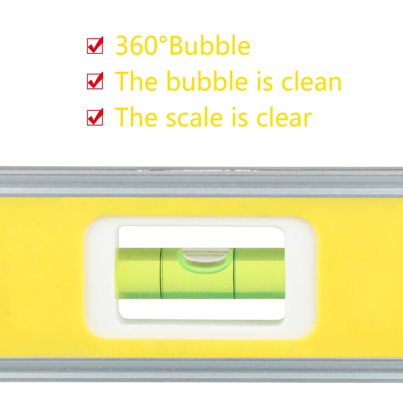 DOWELL spirit level 23 cm with magnet system, small torpedo spirit level with 45°/90°/180° spirit levels, shockproof spirit levels - professional measuring tools, colorless