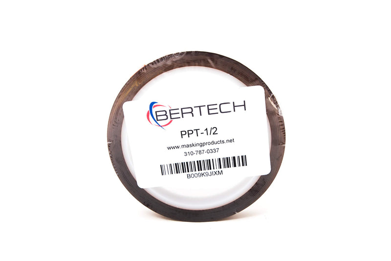 Bertech High-Temperature Masking Tape 0.5" Wide x 36 Yards Long