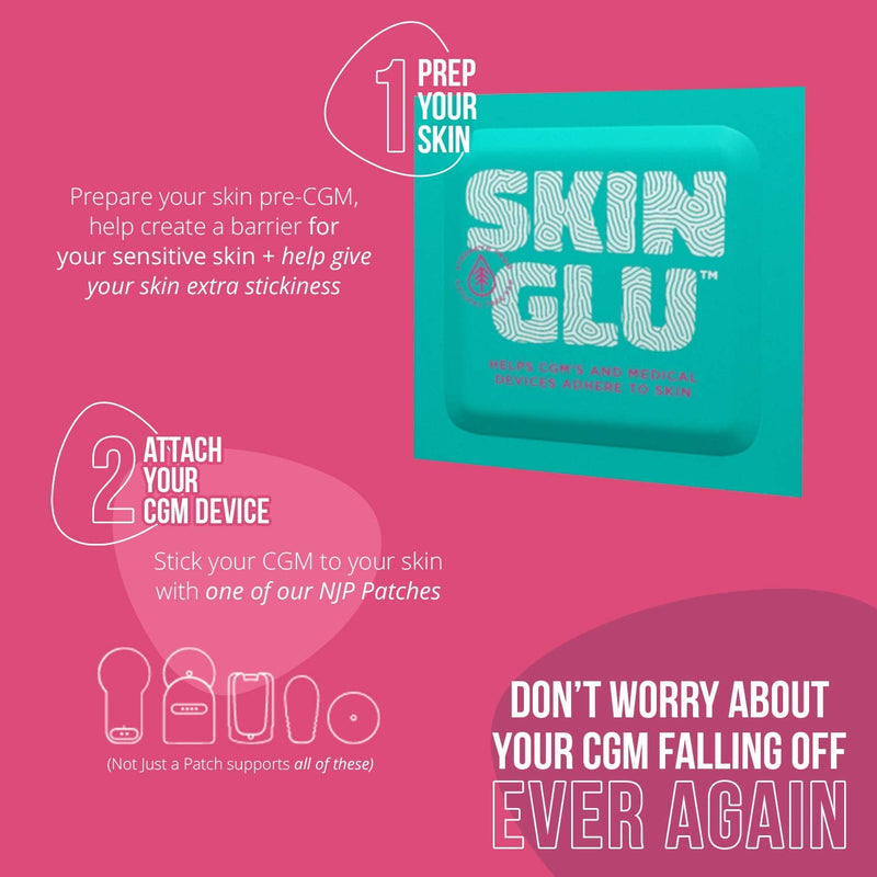 Skin Glu (from the Makers of Not Just a Patch), Pre-CGM Skin Patch Barrier Wipes, Hypoallergenic Latex Free Wipes for Sensitive Skin, Pack of 40 Wipes Skin Glu Barrier