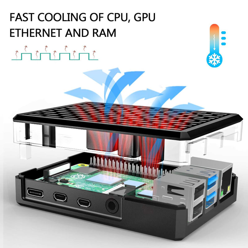 Miuzei Raspberry Pi 4 Aluminum Case, Raspberry Pi 4 Model B Metal Case, Pi 4 Alloy Armor Case with Cooling Column and Thermal Pads Compatible with Raspberry pi 4 B 8gb 4gb 2gb- No Pi Board