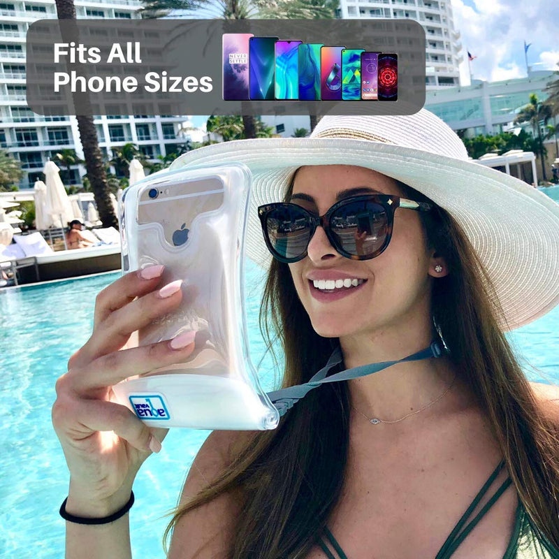 AquaVault 100% Waterproof Floating Smart Phone Case & Money Pouch, Fits All Phones, Made from Premium Heavy Duty PVC for Added Drop Protection, Includes Adjustable Neck Strap Black