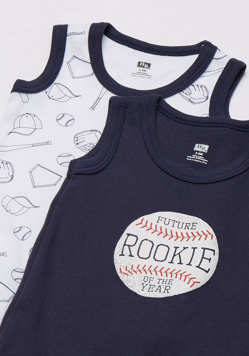 Hudson Baby Unisex Baby Cotton Sleeveless Bodysuits 0-3 Months Baseball
