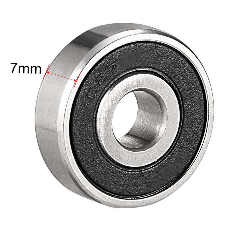 uxcell 627-2RS Deep Groove Ball Bearing Double Sealed 180027, 7mm x 22mm x 7mm Chrome Steel Bearings (Pack of 4) 7mmx22mmx7mm