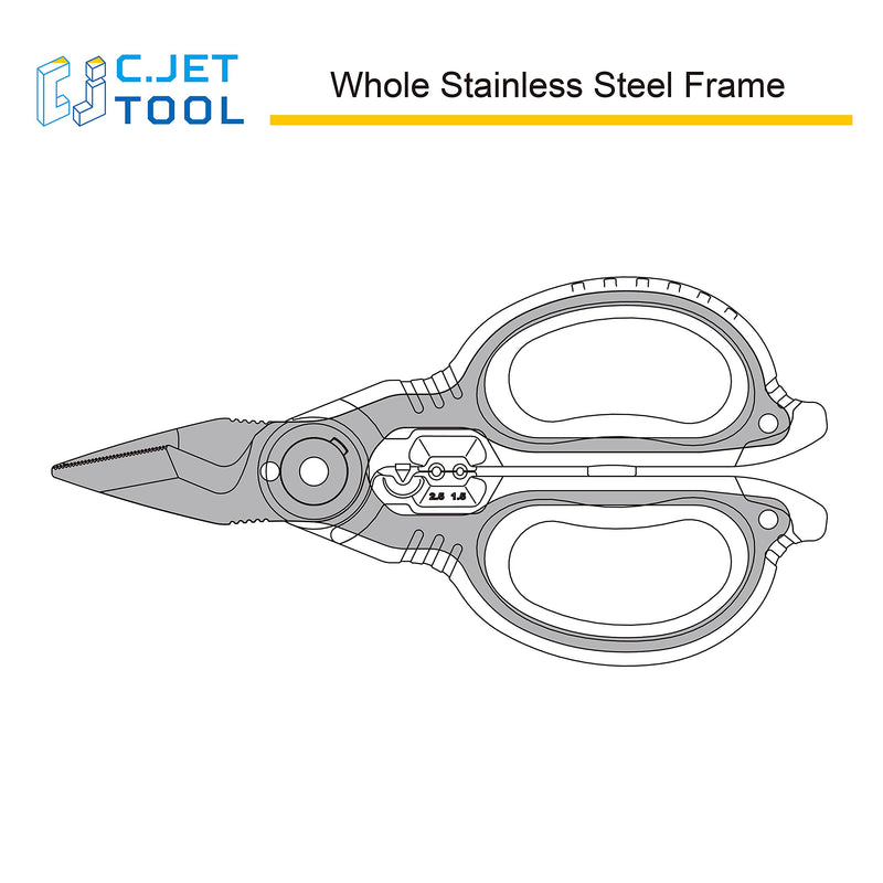 C.JET TOOL 6" Stainless Electrician Scissors Heavy Duty Professional for Aluminium Copper Soft Cable (Turquoise) Turquoise