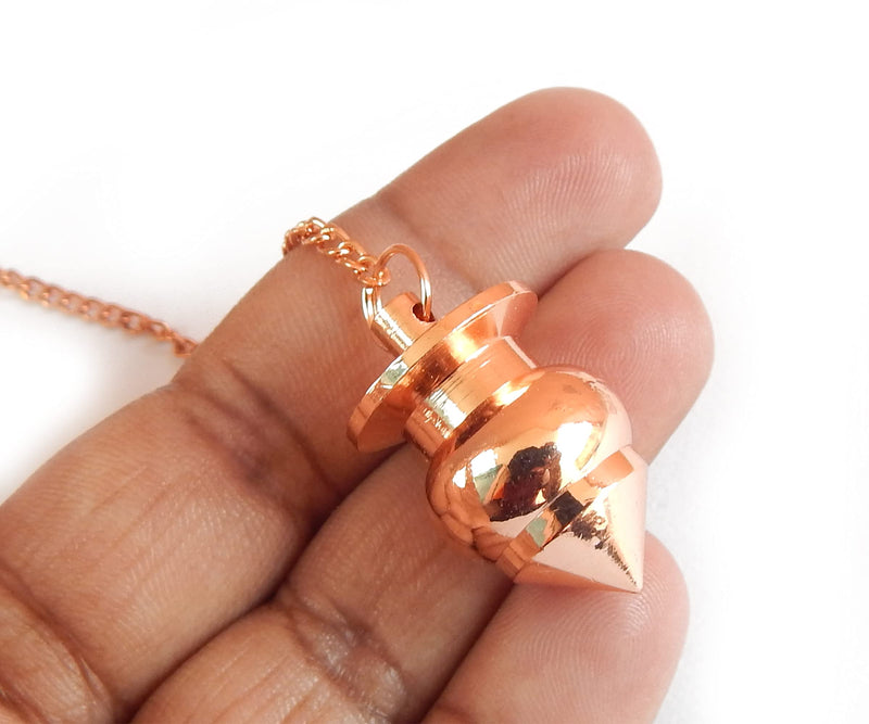 Cone Point with Round Design Copper Metal Pendulum, Healing Dowsing Reiki Chakra Divination Meditation Cronus Pendulum.