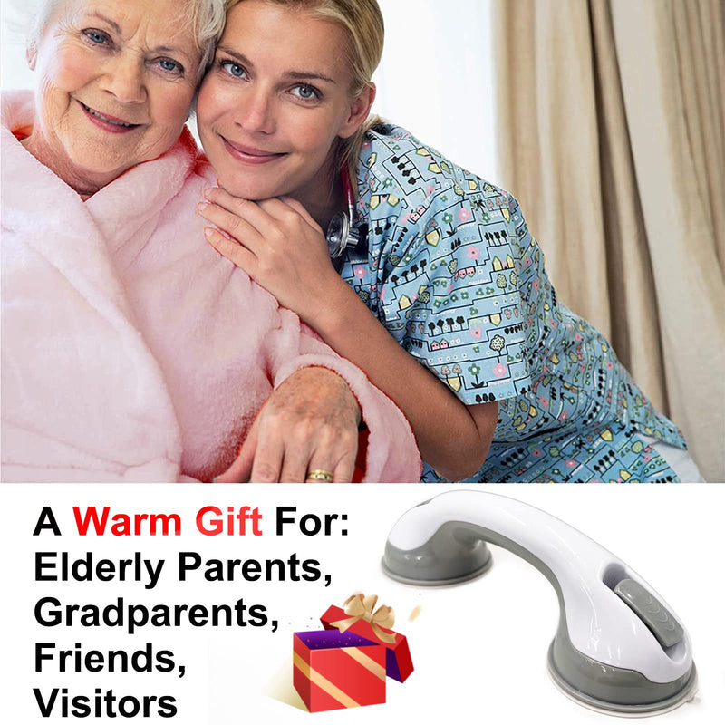 NLAAHCE Shower Handle Gen2-12” 2-Grab Bars for Bathroom, Ultra Grip Twice Secure Safety Suction Cups, Shower Handles for Elderly–Seniors, Disabled, Handicap, Elderly Assistance Product, 2-Count/Pack
