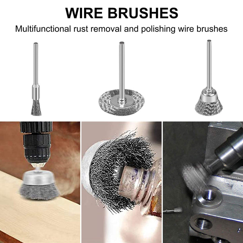 45 Wire Brush Set, Cup Brush Drill, Stainless Steel Brush Brush, for Drill Polishing Grinding Cleaning (Stainless Steel)