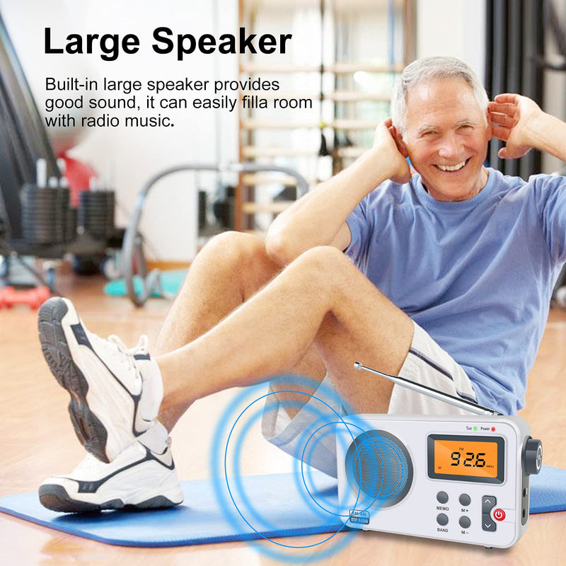Vnaovd Portable AM FM Radio, Best Reception and Longest Lasting Personal Pocket Radio with LCD Screen, Digtail Alarm Clock, Compact AM FM Player Operated by Power Plug or 4AA Batteries(Not Included) SY801
