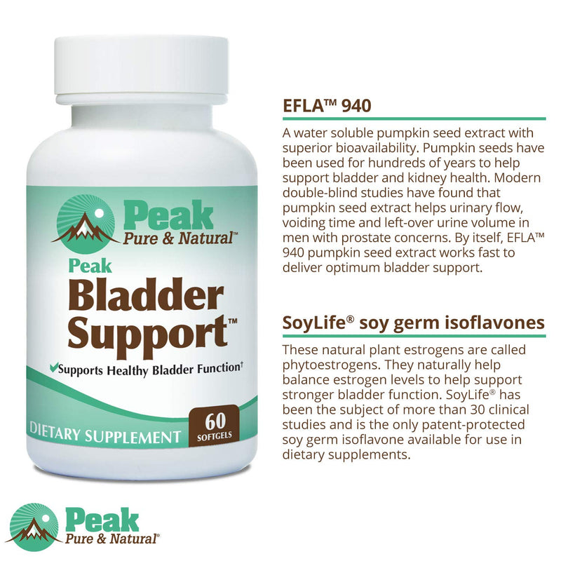 Peak Bladder Support by Peak Pure & NaturalÂ® for Overactive Bladder and Bladder Control | Go-Lessâ„¢ for Urge Incontinence and Leak Accident Protection | SoylifeÂ® and EFLAÂ® 940