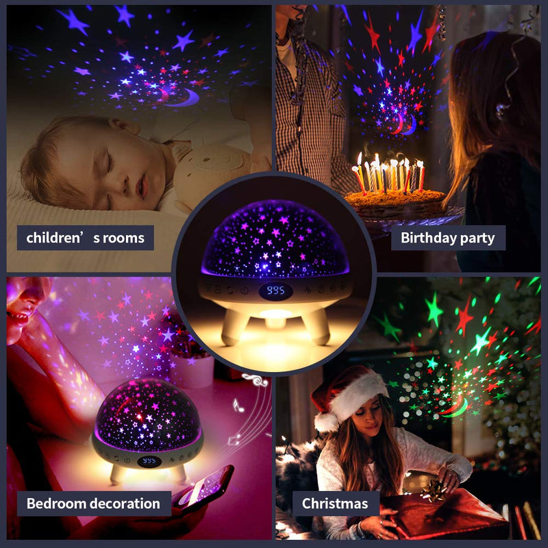 Night Light for Kids Room with Sound Machine Baby Night Light Star Projector White Noise Machine for Sleeping Soother Nursery Lamp 9 Natural Sounds 20 Lullabies Remote Control Timer Blue