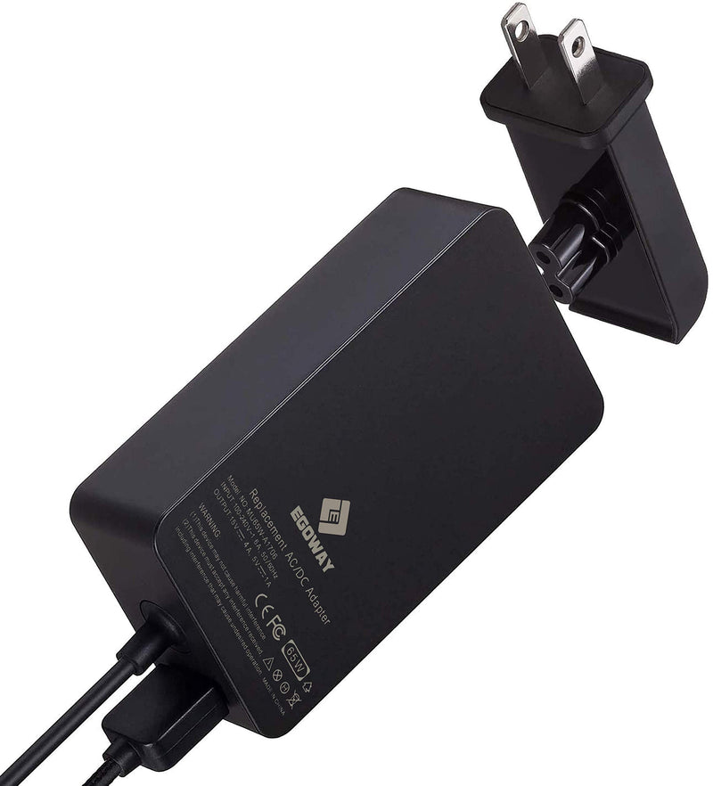 Surface Pro Charger, E EGOWAY 65W 15V 4A AC Power Supply Adapter Compatible with Surface Pro X 7 6 5 4 3 Surface Laptop 3 2 1 Surface Book Surface Go with Wall Plug and 6ft Power Cord