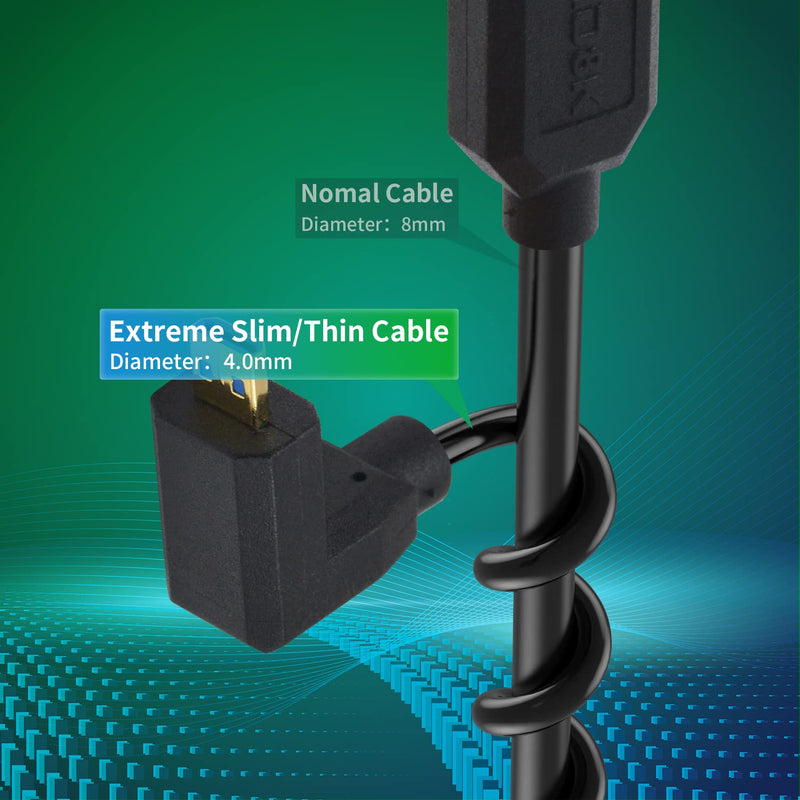 Duttek 90 Degree HDMI to Micro HDMI Cable 8K, Short Extreme Thin Down Angled Micro HDMI Male to HDMI Female Extension Cable Supports 48Gbps 8K Ultra HD Video ect.1FT/30cm Down angled male to female