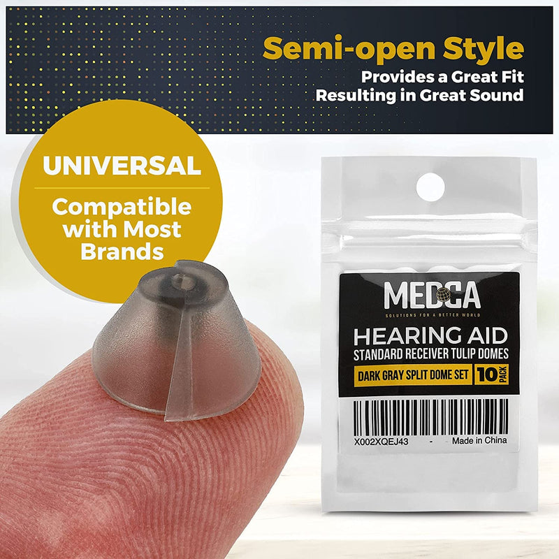 MEDca Hearing Aid Standard Receiver Tulip Domes Compatible with GN Resound Sure Fit - 20-Pcs Universal Invisible Tip Replacement Ear Domes for BTE PSAP Hearing Amplifiers and Open Fit Models