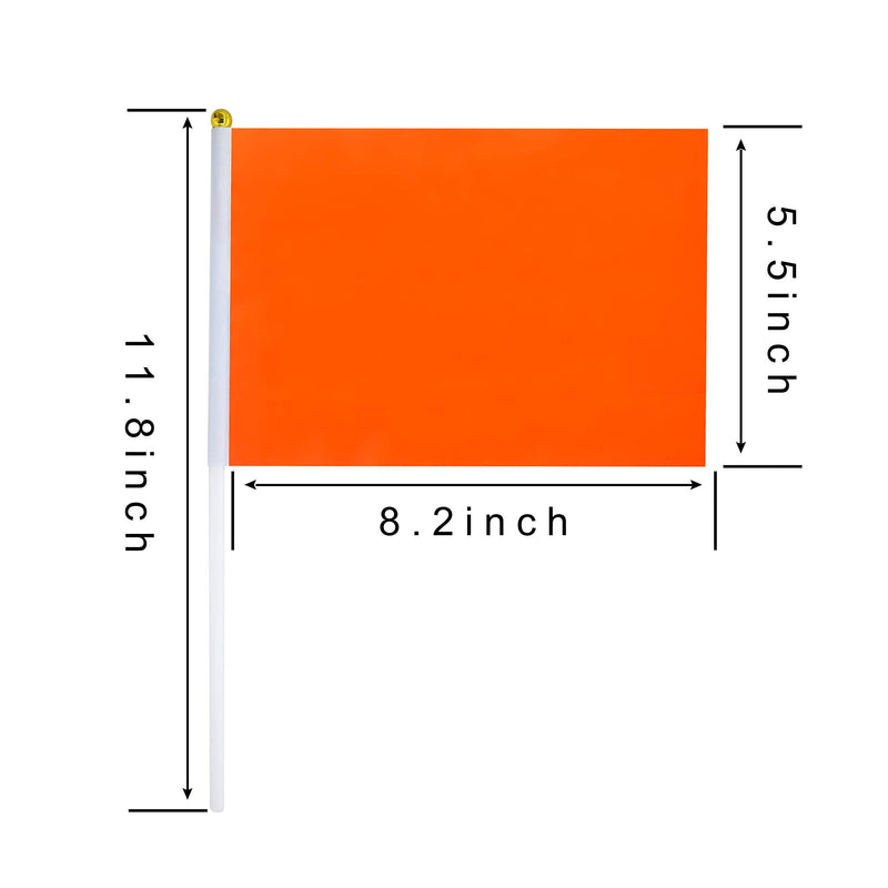 Consummate 25 Pack Solid Orange Flag Small Mini Plain Orange DIY Flags On Stick,Party Decorations for Parades,Grand Opening,Kids Birthday,Party Events Celebration