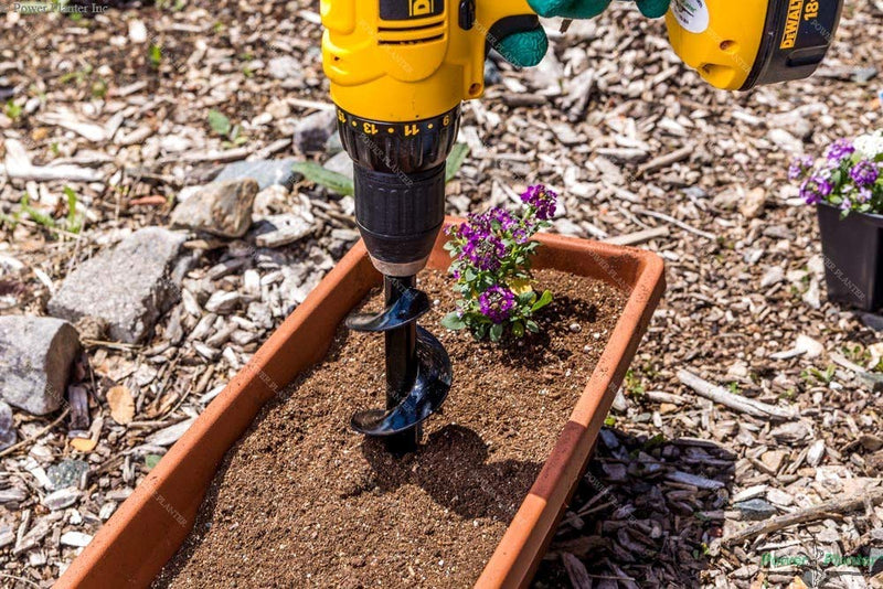 Power Planter Container Planting & Grass Plug Auger (2"x7") with 3/8" Non-Slip Hex Drive for DIY Planting Flowers, Planting Grass Plugs & Other Gardening Tasks