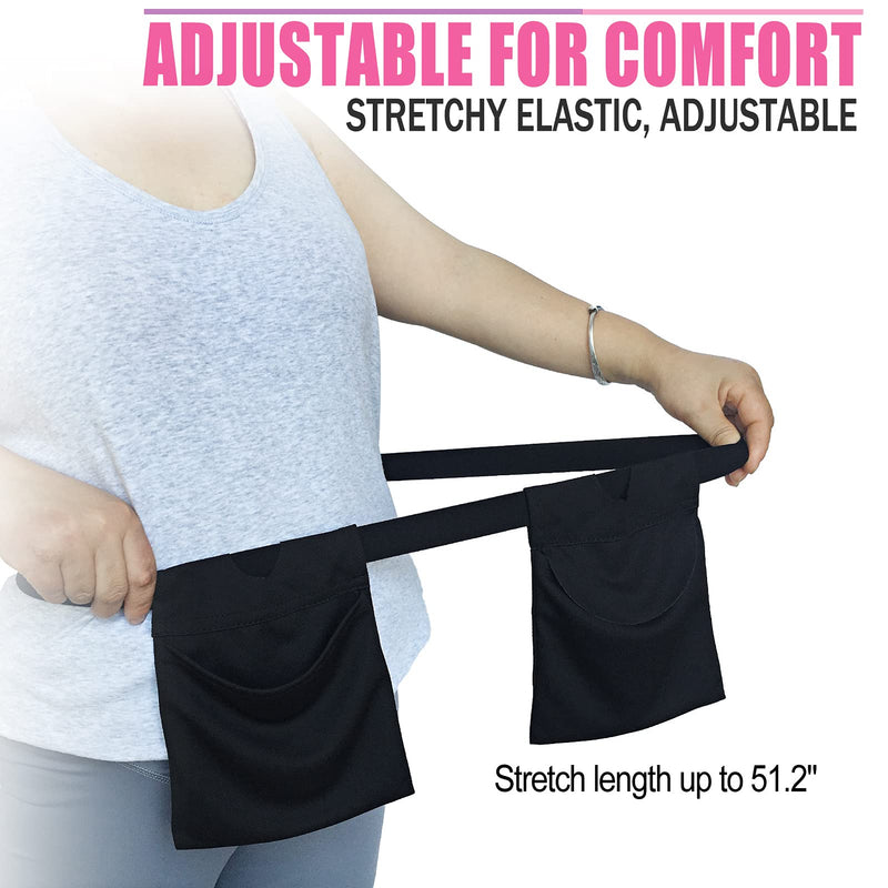 Mastectomy Drain Holder Pouches Large Capacity, Movable Drainage Pockets Stretchy for Breast Reconstruction/Abdomina/Explant/Tummy Tuck, Post JP Drains Management, Black Dwaist