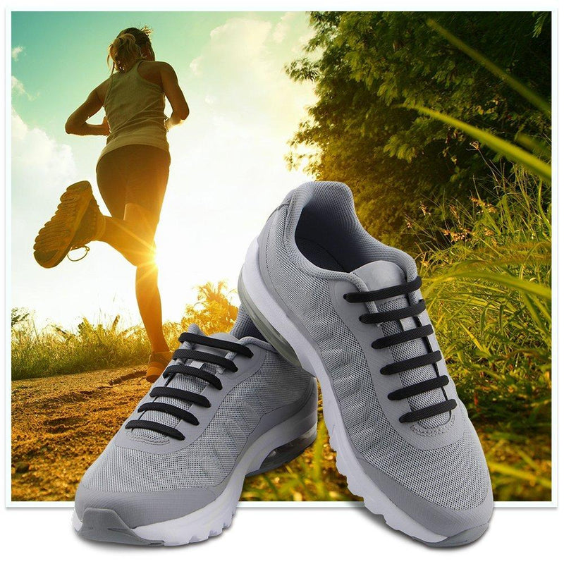 HOMAR No Tie Shoelaces for Kids and Adults Stretch Silicone Elastic No Tie Shoe Laces Adult Size Black