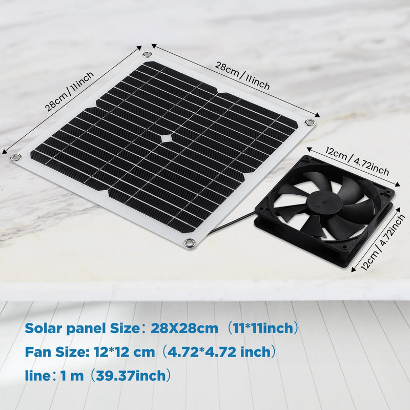 SUNYIMA Solar Panel Fan Kit, 12W Weatherproof with DC Fan for Small Chicken Coops, Greenhouses, Sheds, Pet Houses, Window Exhaust