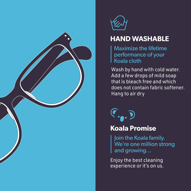 Koala Lens Cleaning Cloth | Japanese Microfiber Glasses and Screen Cleaner | Safe for All Multi-Coated Eyeglass and Camera Lenses (Pack of 6) 6" x 7", 6 Pack