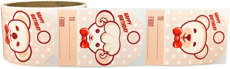 Vintage Style Animal Happy Birthday Gift Tags 4 Different Designs 2 x 3 Inch 50 Total Stickers