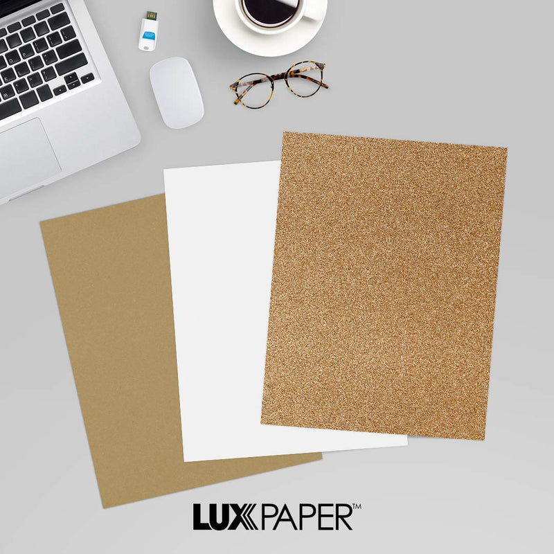 LUXPaper 8.5” x 11” Paper for Crafts and Printing in Rose Gold Sparkle, Scrapbook and Office Supplies, 50 Pack (Rose Gold)
