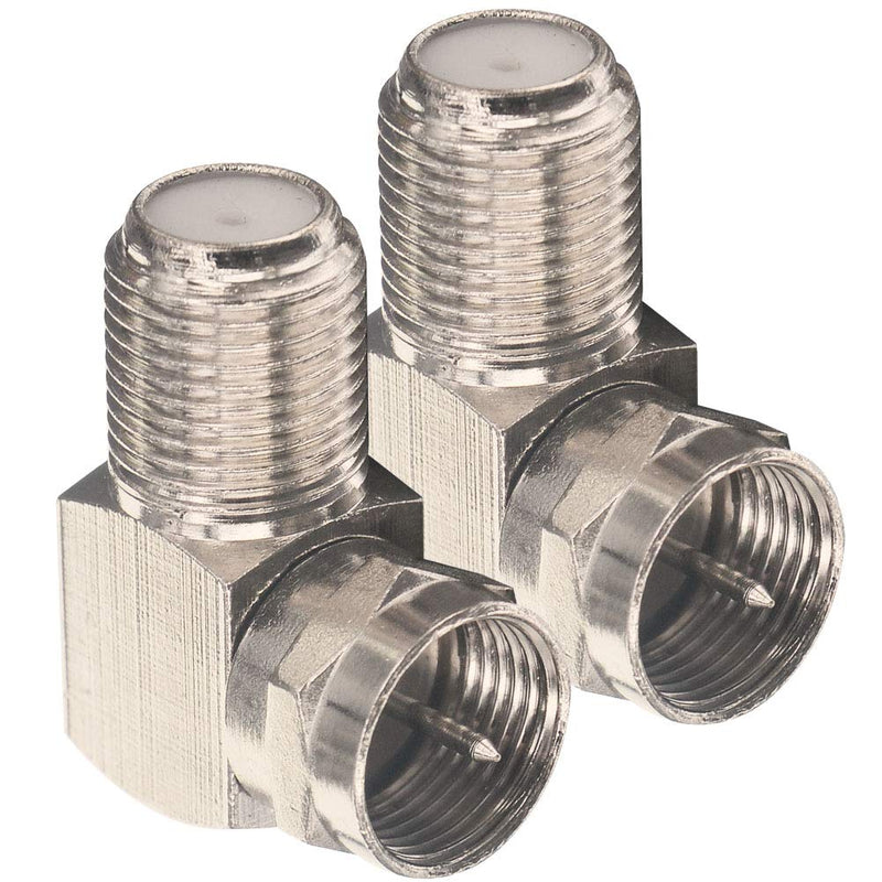 onelinkmore Coaxial Cable Right Angle Connector F Type Female to Male Adapter Right Angle Coax Connector F Male to Female Coaxial RG6 Adapter for Coax Cable and Wall Plates Coax 90 Degree Pack of 2 Green