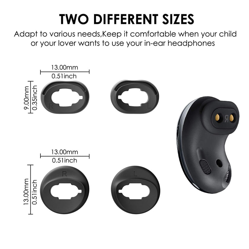 TEEMADE 6 Pairs Silicone Ear Tips Replacement Galaxy Buds Live 2020 Earbuds Accessories (Mystic Black) Mystic Black