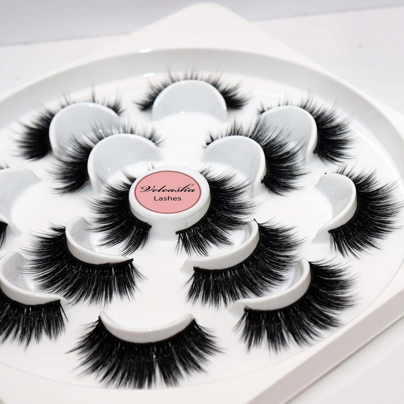 Veleasha Silk Eyelashes Luxury Multi-layered Effect Natural Look Faux Mink Lashes for Girls | 7 Pair Pack | Cinderella