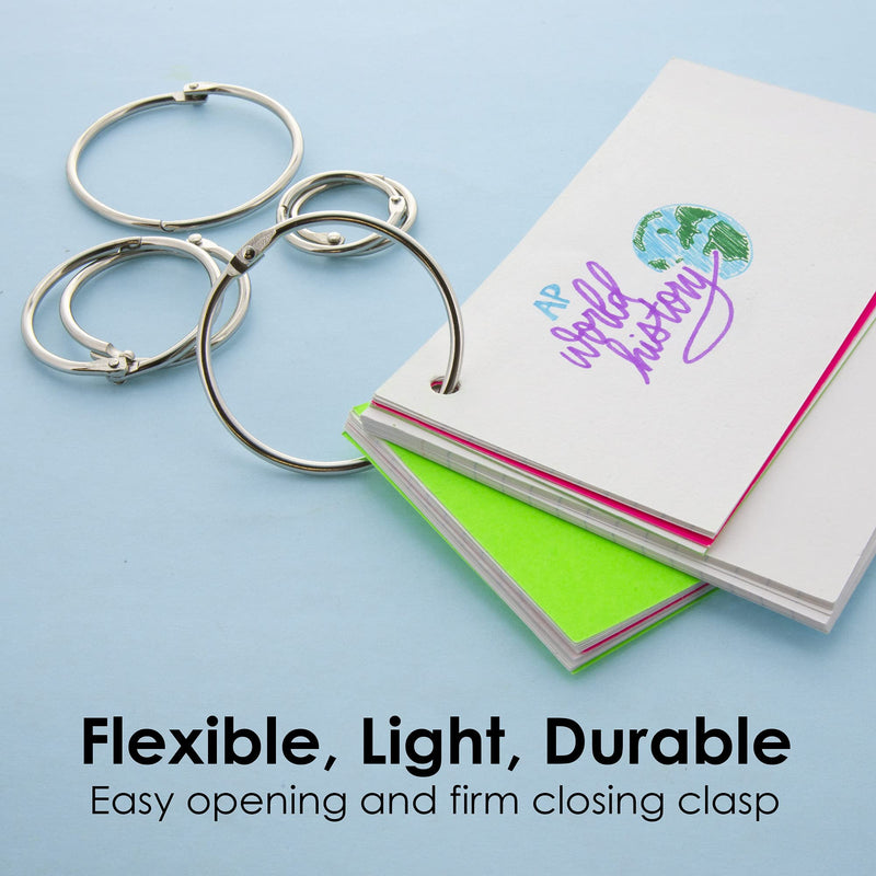BAZIC Loose Leaf Binder Ring, Assorted Sizes (3/4", 1 1/4", 2"), Book Rings Binder Rings, Nickel Plated Steel Metal Ring (10/Pack), 1-Pack Assorted Bright Nickel Plated (10-count)