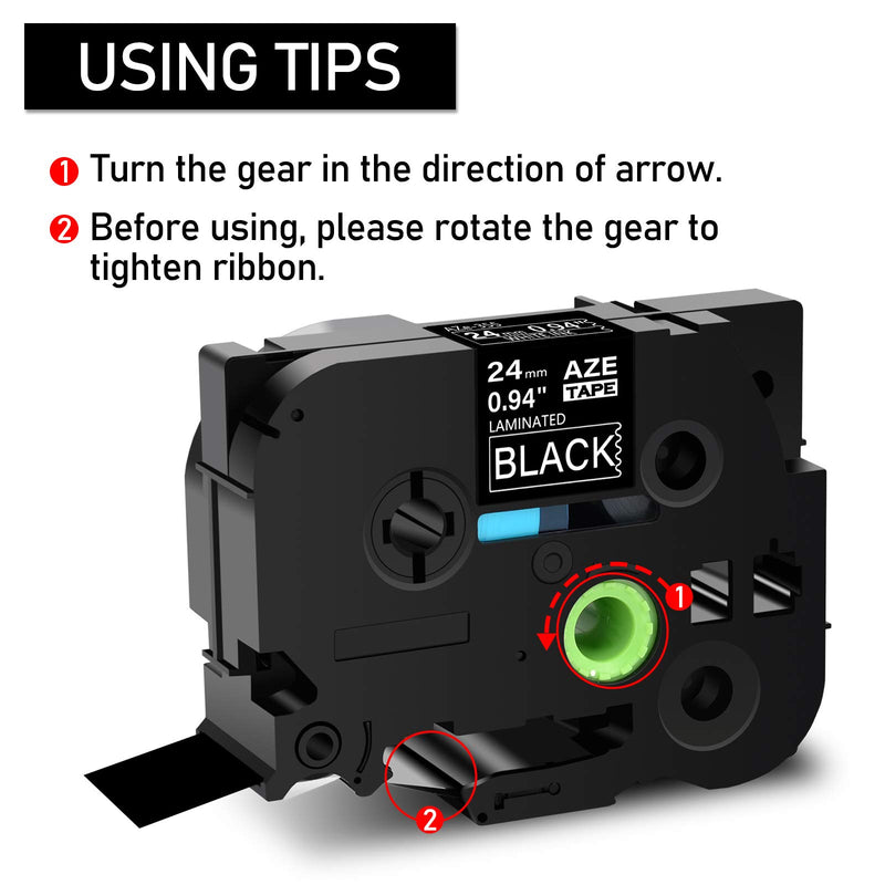 GREENCYCLE 3 Pack TZe-355 TZ355 AZE 355 TZE 355 TZ355 Compatible for Brother Laminated Label Tape White on Black 24 mm x 8 m 1" 26.2ft for P-Touch PT2430PC PT-P700 PT-P750W Label Makers 0.94" (24mm)