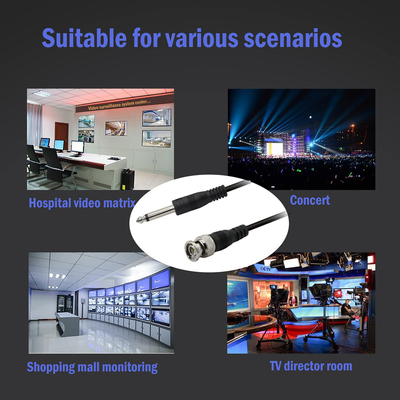 PNGKNYOCN BNC Male to 6.35mm 1/4 Inch Male Audio Cable，6.35mm Mono TS Plug to BNC Plug Bidirection Connector Cable for CCTV DVR Camera Antenna Radio Etc.（3M） 3.0 Meters