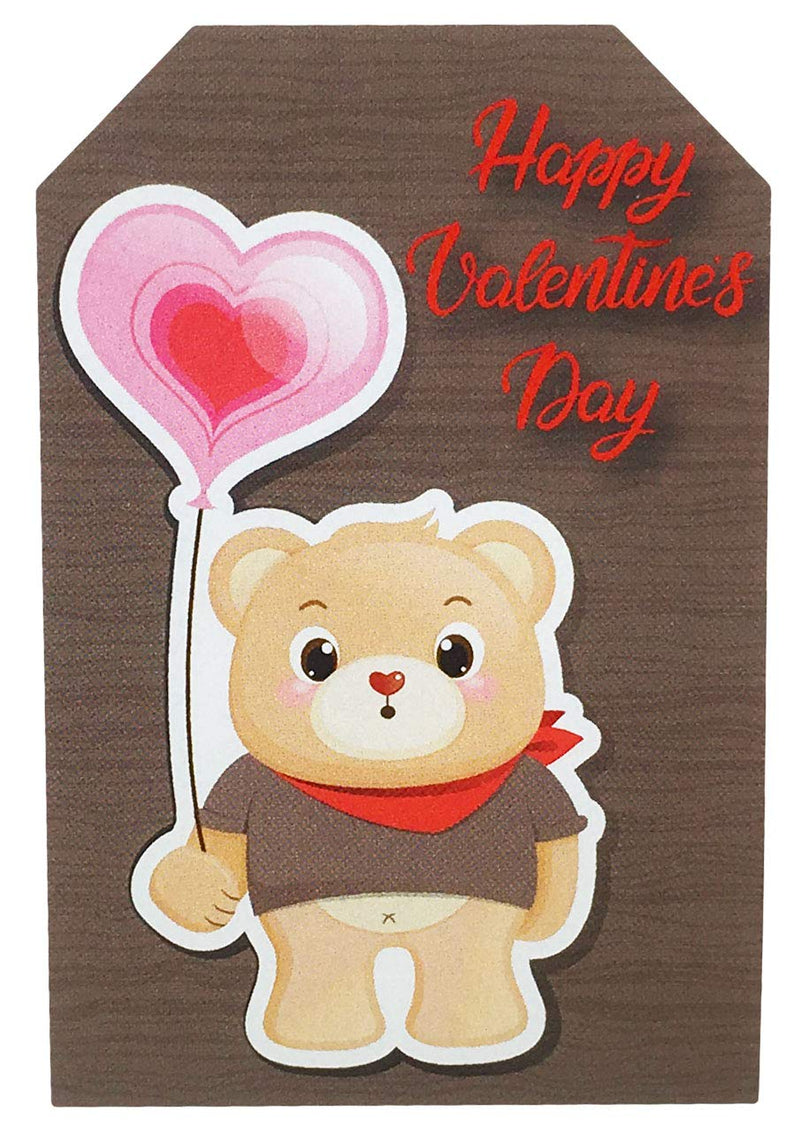 Toy Bear Valentine's Day Tags 4 Different Designs 2 x 3 Inch 50 Total Stickers