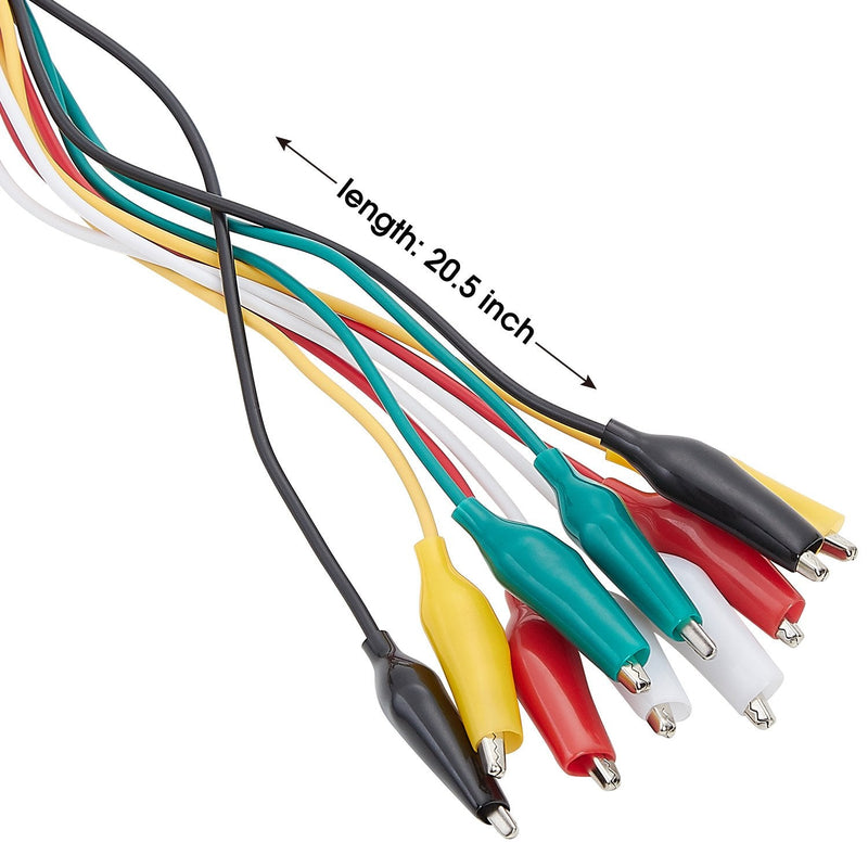WGGE WG-026 10 Pieces and 5 Colors Test Lead Set & Alligator Clips,20.5 inches (2 Pack) 2 PACK