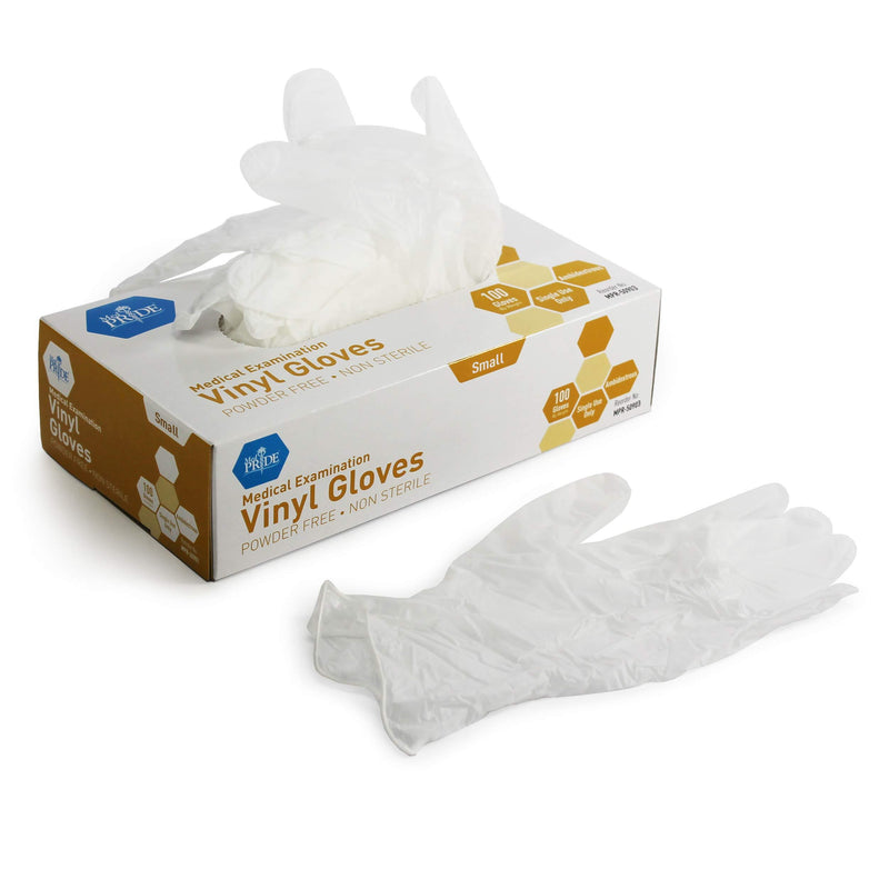 Medpride Medical Vinyl Examination Gloves (Small, 100-Count) Latex Free Rubber | Disposable, Ultra-Strong, Clear | Fluid, Blood, Exam, Healthcare, Food Handling Use | No Powder Small(Pack of 100)