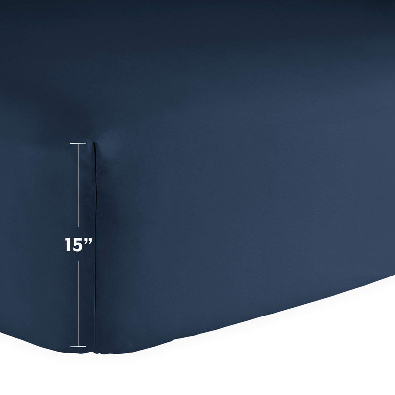 Bare Home Fitted Bottom Sheet Twin - Premium 1800 Ultra-Soft Microfiber - Deep Pocket (Twin, Dark Blue)