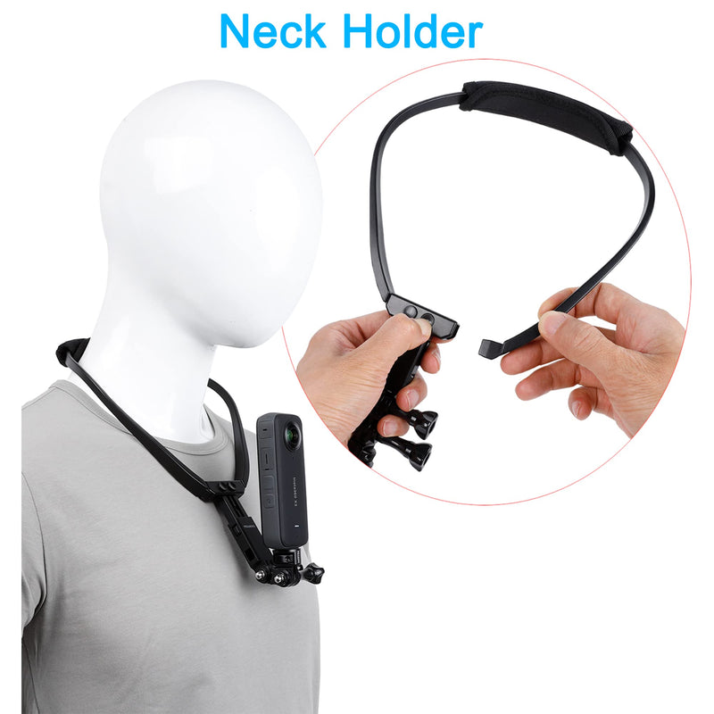 PellKing Accessories Kit for Insta360 ONE GO 3 X3 X2 X RS R, 4in1 Chest Strap Mount Harness/Head Mount/Neck Holder/Backpack Strap Mount