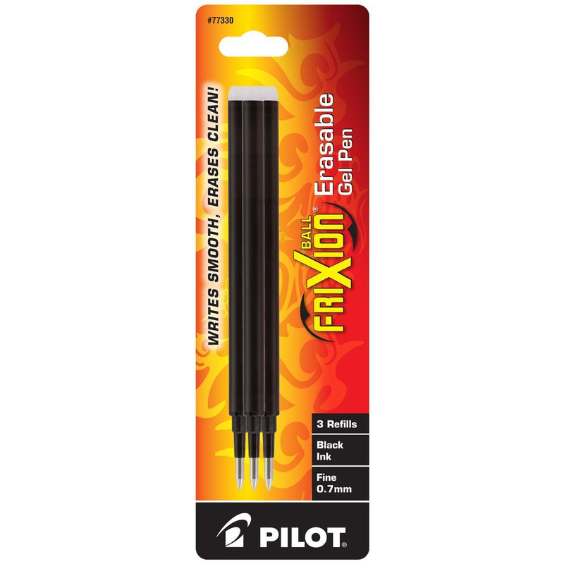 PILOT FriXion Gel Ink Refills for Erasable Pens, Fine Point, Black Ink, 3-Pack (77330) Pack of 3