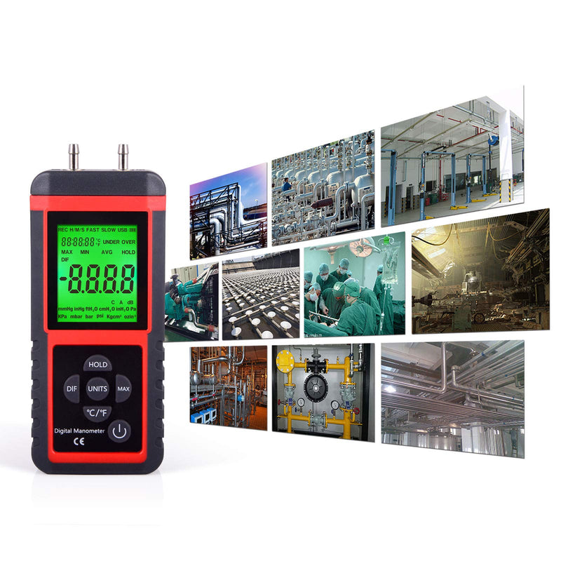 EHDIS Manometer Gas Pressure Tester Digital Air Pressure Meter Differential Pressure Gauge HVAC Gas Pressure Tester