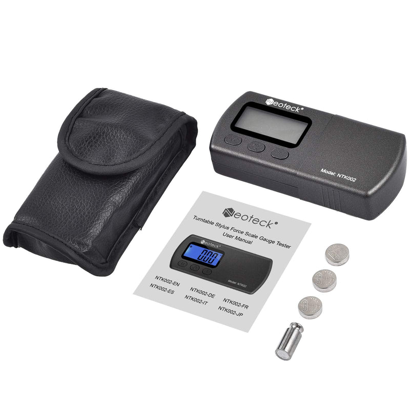 Neoteck Digital Turntable Stylus Force Scale Gauge 0.01g/5.00g Blue LCD Backlight for Tonearm Phono Cartridge Black