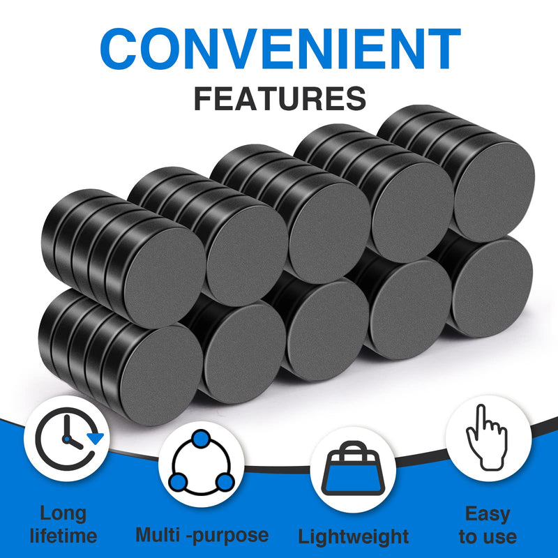 TRYMAG Small Refrigerator Magnets, Rare Earth Magnets, 50Pcs Black Strong Neodymium Disc Magnets for Fridge, Whiteboard, Billboard, Crafts, Office, Tiny Round Button Magnets A2: 10x3mm 50p-Black