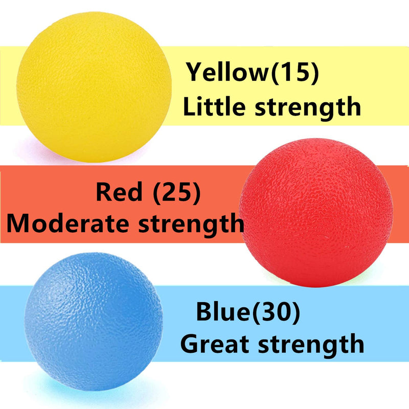 3pcs Stress Relief Ball Multiple Resistance Therapy Exercise Gel Squeeze Balls Kits for Hand Finger Wrist Muscles Arthritis Grip Exerciser Strengthening