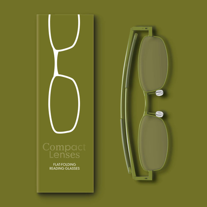 IF Compact Lenses Readers Slim Flat-Folding Unisex Reading Glasses - Olive