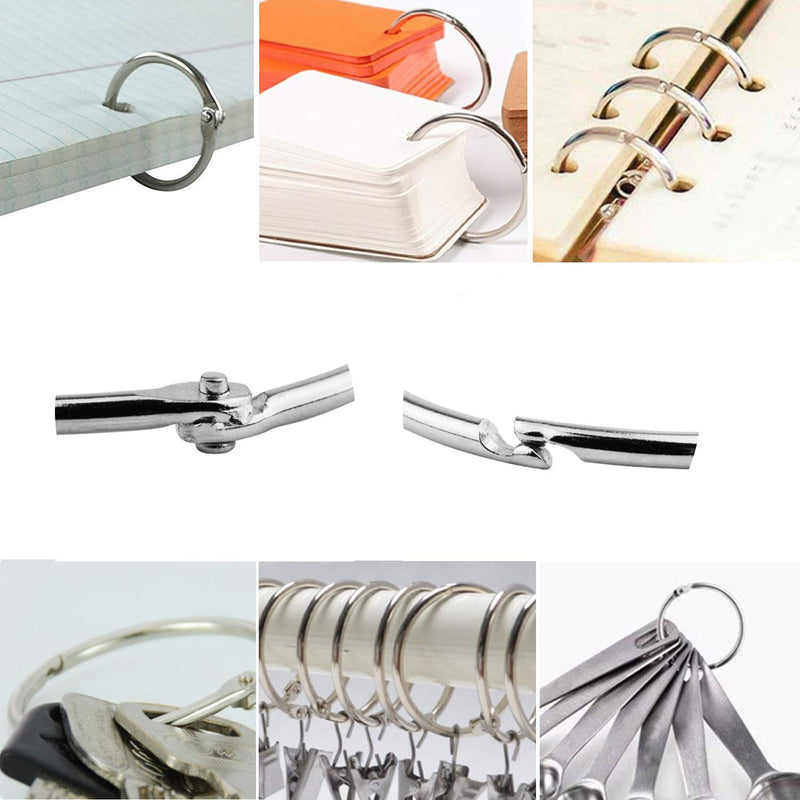 Binder Rings Loose Leaf Book Key Ring Clips (8 Pack) Large 2.75 Inch Diameter Nickel Plated （Silver ） Silver 8 Pack