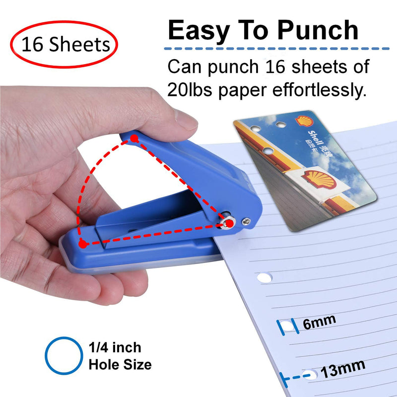 IMLIKE Metal Single Hole Punch: 1/4 Inch One Hole Small Puncher - Strong 1 Hole Paper Punch - Easy Punch 16 Sheets Paper - Can Punch 1/24 Inch PVC Card and Under 1/16 Inch Cardboard