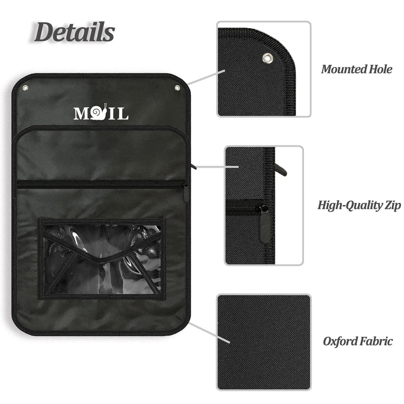 Mail Slot Catcher for Door, Mail Holder Indoor, Black Post Organizer Bag for Letterbox, Space Saving, No Tools and Screws Needed, Suitable for Home, Office, and Garage, Mother's Day Gift