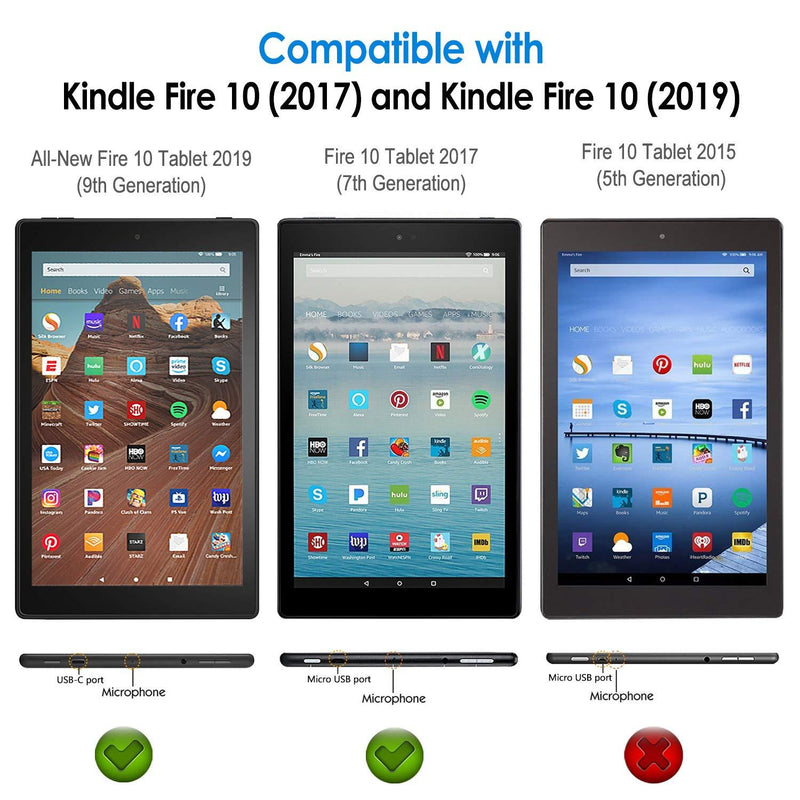 JETech Case for Amazon Fire HD 10 Tablet 10.1" (7th / 9th Generation, 2017 Release / 2019 Release) Smart Cover with Auto Sleep/Wake, Black