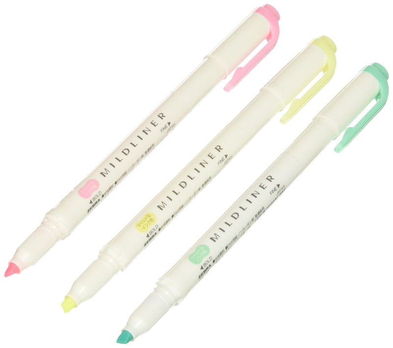 Zebra Highlighter Mild Liner, 3 Color Set (WKT7-3C)