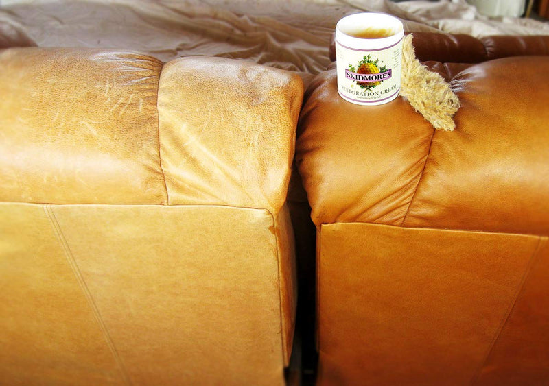 Skidmore's Restoration Cream | Genuine Leather and Wood Restorer, Softener, and Conditioner | 100% Natural Non-Toxic Formula | Kit Will Restore and Repair Dry Leather and Wood Products in The Home 1 Pint
